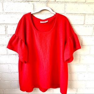 EVRI Red Scoop Neck Bell Sleeves, Size 2X